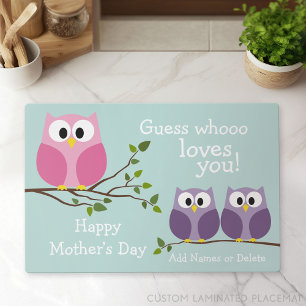 Mothers Day - Cute Owls Placemat
