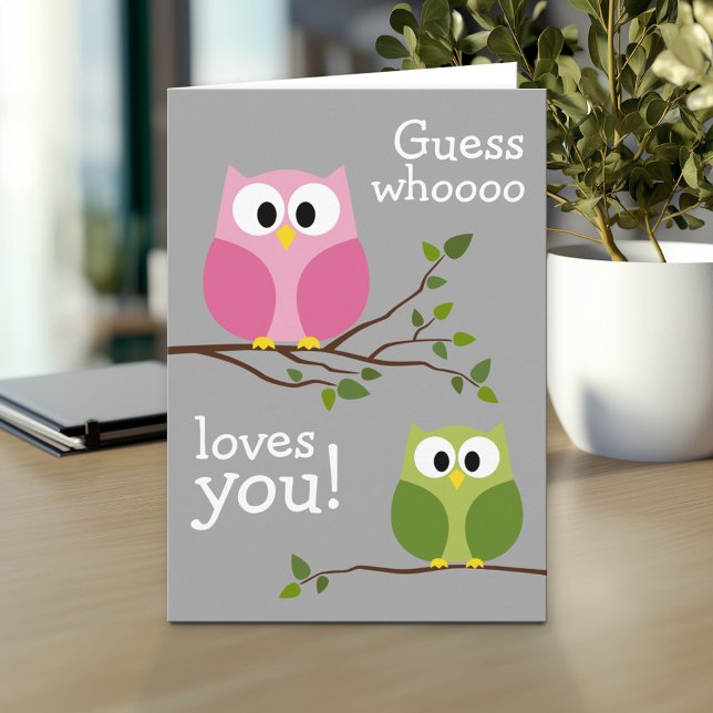 Mothers Day - Cute Owls - Whooo loves you Card (Personalized Mother's Day Greeting Card)