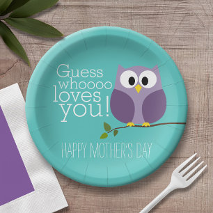 Mothers Day - Cute Owls - Whooo loves you Paper Plates