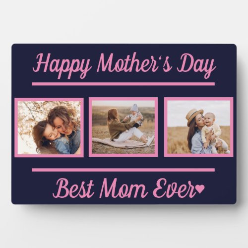 Mothers day Cute Pink Photo Collage   Plaque