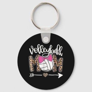 Mother's Day Cute Volleyball Mom Leopard Fun Ball Keychain