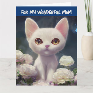 MOTHER'S DAY CUTE WHITE CAT GREETING CARD