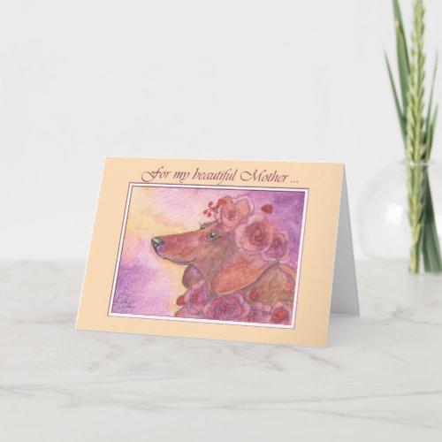 Mothers Day dachshund dog  roses card