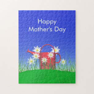 Mothers Day Daisies and Watering Can Jigsaw Puzzle