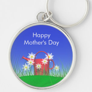 Mothers Day Daisies and Watering Can Keychain
