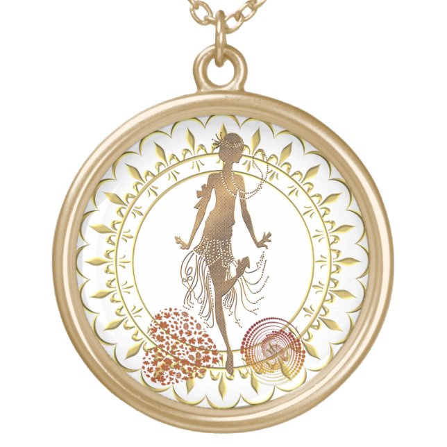 Mothers Day Dancer Mom Spiral Heart Elegant Gold Plated Necklace (Front)