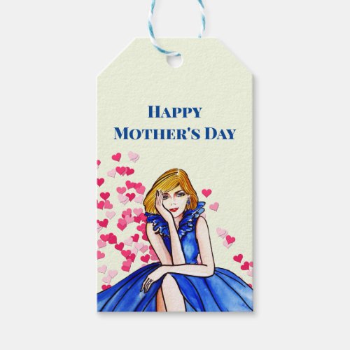 Mothers Day Dark Royal Blue Dress Gift Tags