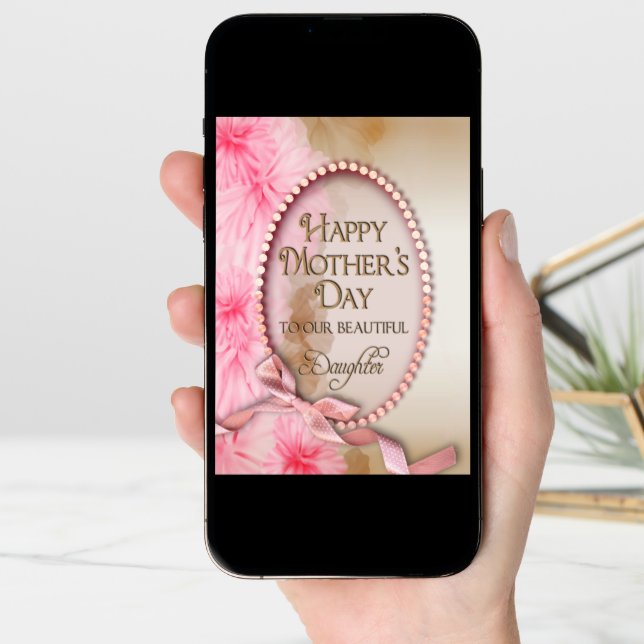 Mother's Day - Daughter - Delicate and Pink Floral Card (Front Digital)