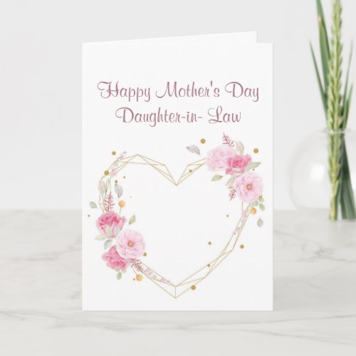 Mothers Day Daughter in Law Flower Heart Card