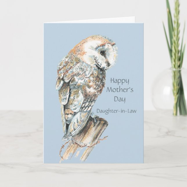 Mother's Day Daughter-in-Law  Humor Barn Owl Bird Card (Front)