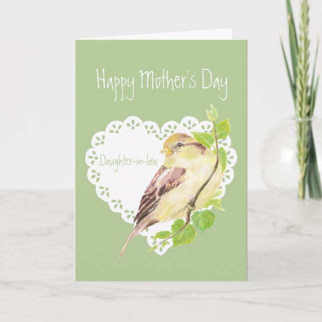 Mother's Day Daughter-in-law Sparrow Bird Card (Front)