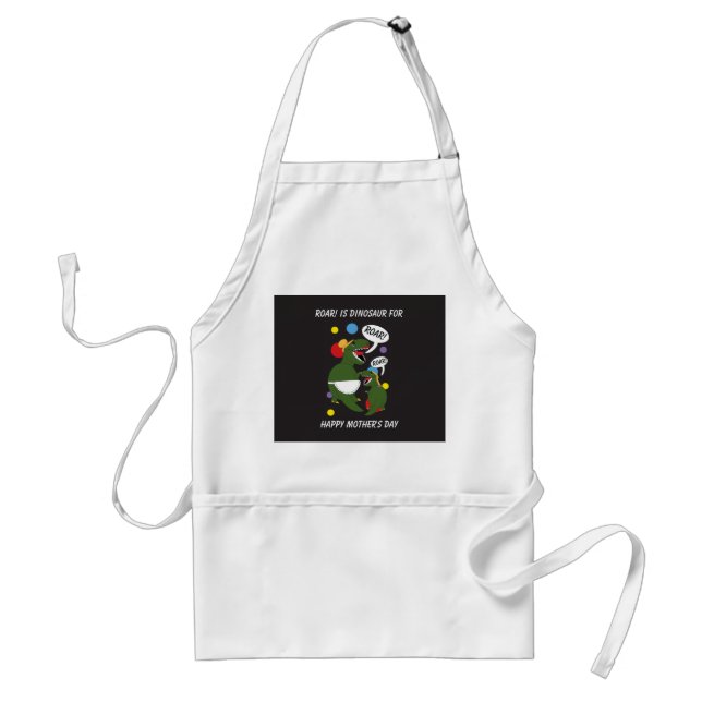 Mothers Day Daughter Mom Dinosaur Roar Personalize Adult Apron (Front)