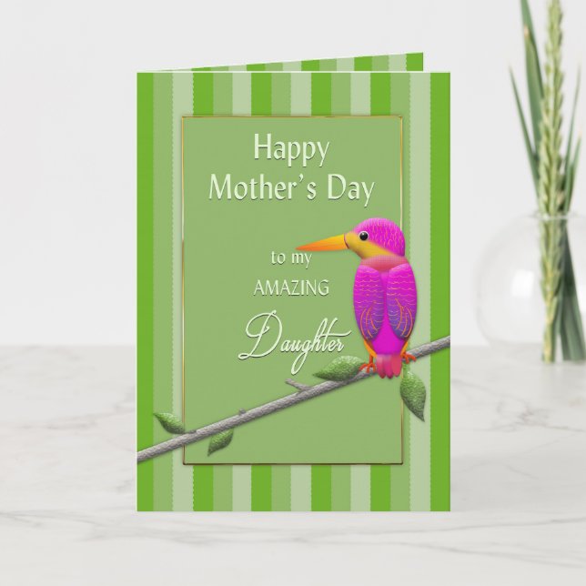 Mother's Day, Daughter, Tropical Bird Fuchsia Card (Front)