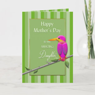 Mother's Day, Daughter, Tropical Bird Fuchsia Card