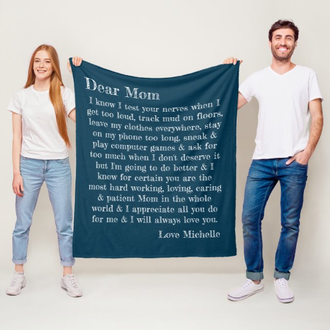 Mothers Day Dear Mom Letter Personalized  Fleece Blanket (In Situ)