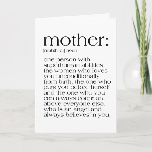 Mothers Day Definition of a Mother Card