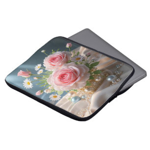 Mothers day Delicate pink roses and white daisies Laptop Sleeve