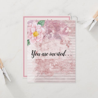 Mother's Day Distressed Vintage Pink Green Flowers Invitation