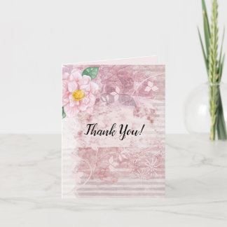 Mother's Day Distressed Vintage Pink Green Flowers Thank You Card
