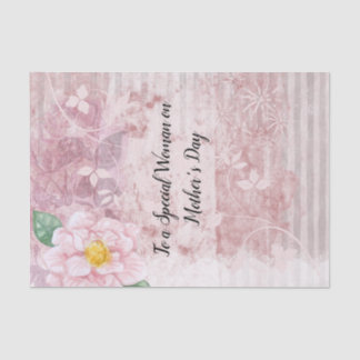 Mother's Day Distressed Vintage Pink Green Flowers Tissue Paper