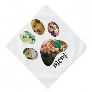 Mothers Day Dog mom 5 Paw Print Photo Collage Bandana