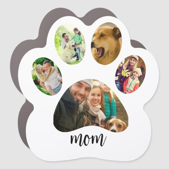 Mothers Day Dog mom | 5 Paw Print Photo Collage Car Magnet (Front)