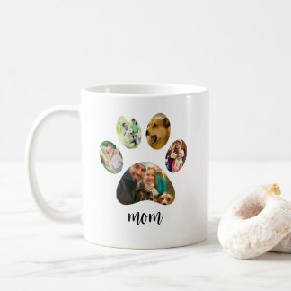 Mothers Day Dog mom | 5 Paw Print Photo Collage Coffee Mug
