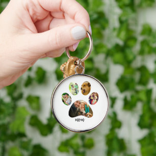 Mothers Day Dog mom   5 Paw Print Photo Collage Keychain