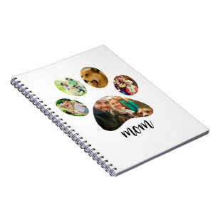 Mothers Day Dog mom 5 Paw Print Photo Collage Notebook