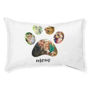 Mothers Day Dog mom   5 Paw Print Photo Collage Pet Bed