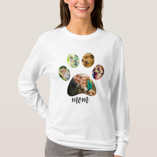 Mothers Day Dog mom   5 Paw Print Photo Collage T-Shirt