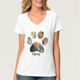 Mothers Day Dog mom   5 Paw Print Photo Collage T-Shirt