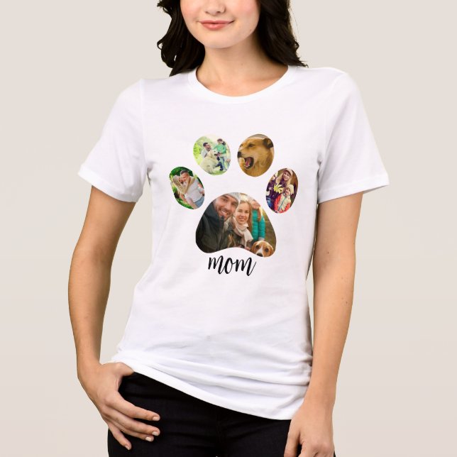 Mothers Day Dog mom | 5 Paw Print Photo Collage Tri-Blend Shirt (Front)