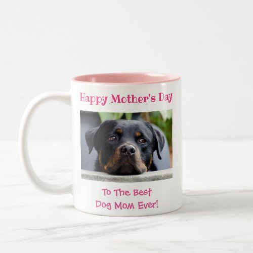 Mothers Day Dog Mom Worlds Best Ever Pet Photo Two_Tone Coffee Mug