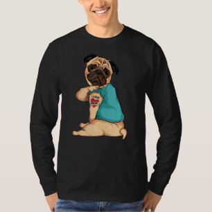 Mother's Day Dog Pug I Love Mom Tattoo T-Shirt