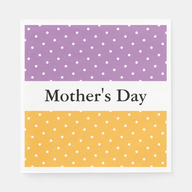 Mother's Day Dotted Purple Orange White Stripes Napkins (Front)