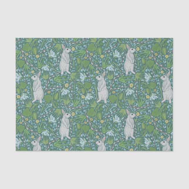 Mother's Day Easter White Bunny in Spring Garden Tissue Paper (Front)