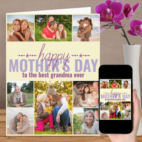 Mothers Day Editable Best Grandma Ever 8 Photo Card