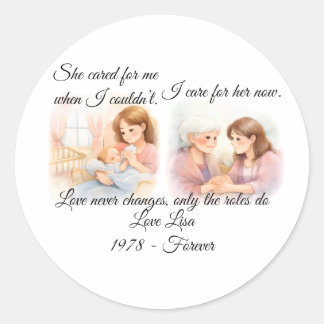 Mother's Day Elders Care Throw Pillow Classic Round Sticker