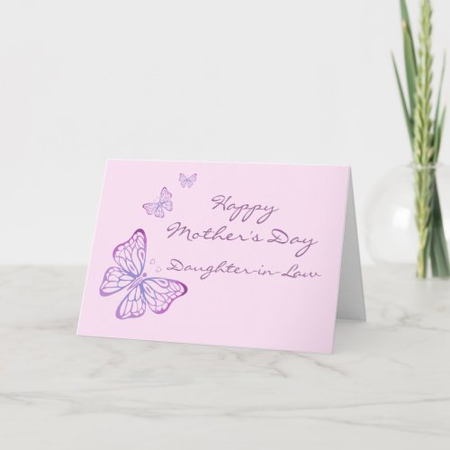 Mothers Day Elegant Garden Butterflies Pink Card