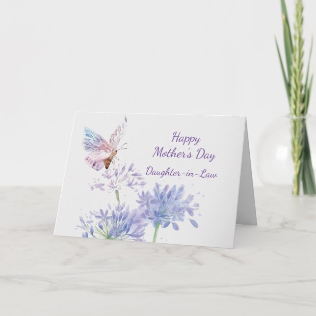 Mother's Day Elegant Garden Butterflies Pink Card (Front)