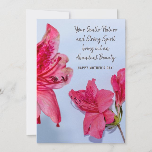 Mother's Day Elegant Pink Azalea Flower Thank You Card (Front)