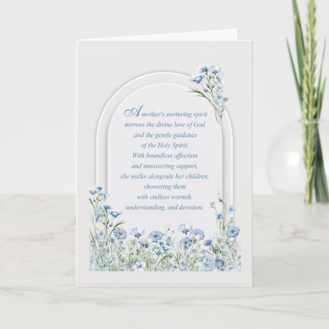 Mother's Day Elegant Religious Love Dusty Blue Card (Front)