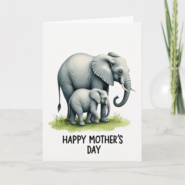 Mothers Day Elephant Love Card (Front)