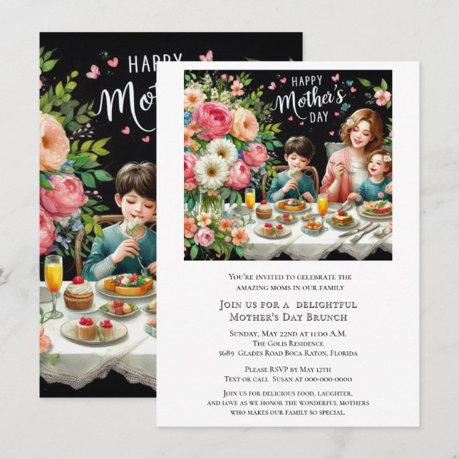 Mother's Day Family Brunch  Invitation (Front/Back)