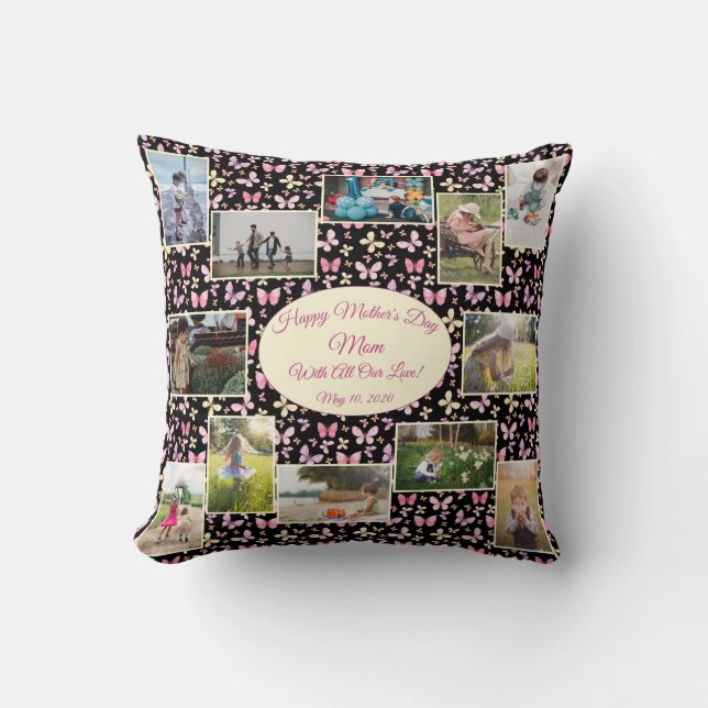 Mother's Day Family Photo Template Throw Pillow (Front)