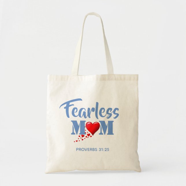MOTHER'S DAY Fearless Mom Hearts Blue Tote Bag (Front)