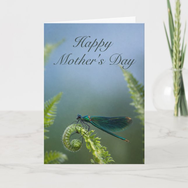 Mothers Day Fern Dragonfly Card (Front)
