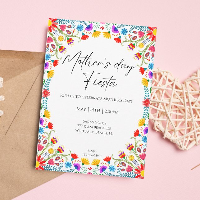 Mother's day Fiesta Mexican Florals Mother's day  Invitation (Creator Uploaded)