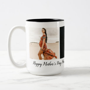Mothers Day First Time Mom Baby Photo Two-Tone Coffee Mug